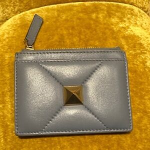 Valentino Garavani Gray Card Holder with Gold stud